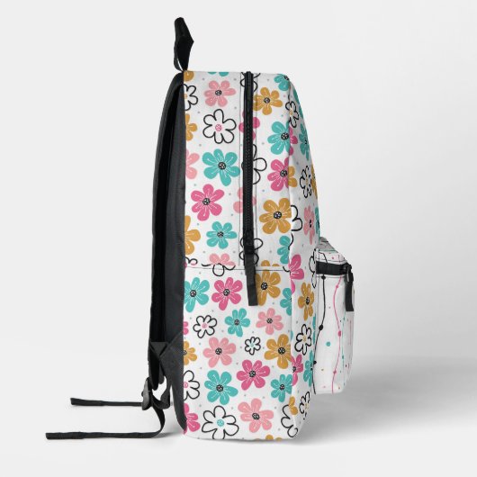 Niedlich Doodle-Blume Bedruckter Rucksack (Links)