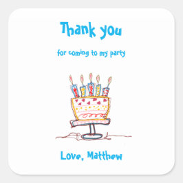 Niedlich Doodle Cake Danke Quadratischer Aufkleber