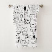 Niedlich Doodle Cats Muster Badhandtuch Set (Insitu)