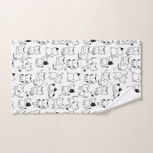 Niedlich Doodle Cats Muster Badhandtuch Set (Handtuch)