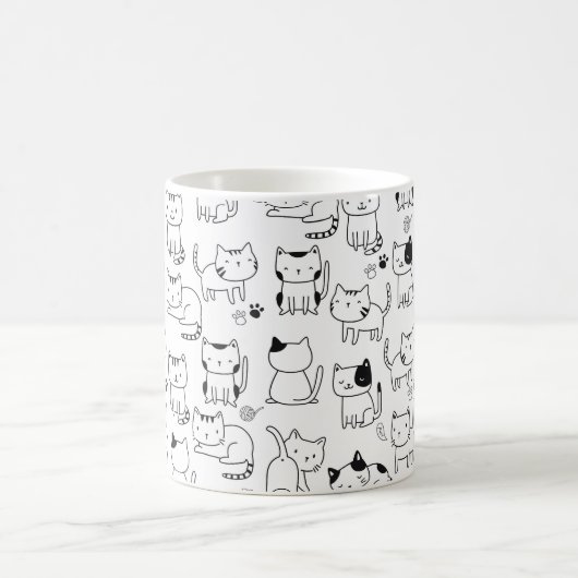 Niedlich Doodle Cats Muster Kaffeetasse (Mittel)