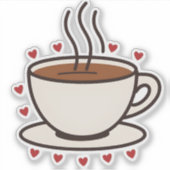 Niedlich Doodle Coffee Cup Vinyl Sticker (Vorderseite)