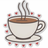 Niedlich Doodle Coffee Cup Vinyl Sticker (Vorderseite)