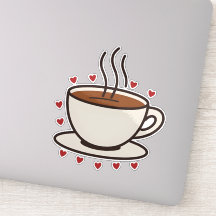 Niedlich Doodle Coffee Cup Vinyl Sticker