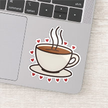 Niedlich Doodle Coffee Cup Vinyl Sticker