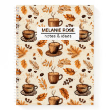 Niedlich Doodle Coffee Muster| Custom Spiral Noteb