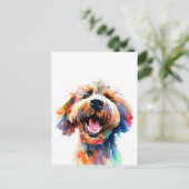 Niedlich Doodle Colorful Labradoodle Kunst Postkarte (Stehend Vorderseite)