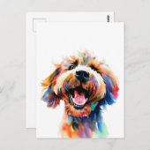 Niedlich Doodle Colorful Labradoodle Kunst Postkarte (Vorne/Hinten)