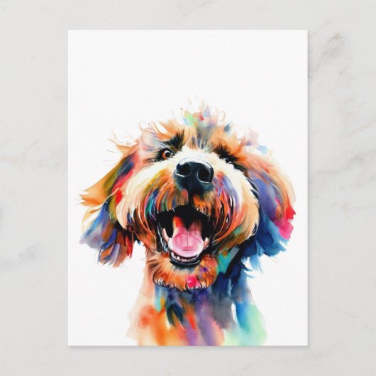 Niedlich Doodle Colorful Labradoodle Kunst Postkarte (Vorderseite)