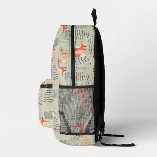 Niedlich Doodle Fox Forest Woodland Muster Bedruckter Rucksack (Rechts)