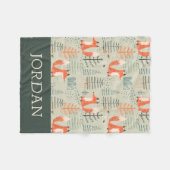 Niedlich Doodle Fox Forest Woodland Muster Fleecedecke (Vorderseite (Horizontal))