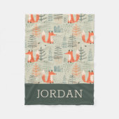 Niedlich Doodle Fox Forest Woodland Muster Fleecedecke (Vorderseite)