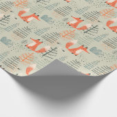 Niedlich Doodle Fox Forest Woodland Muster Geschenkpapier (Ecke)