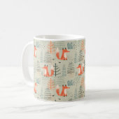 Niedlich Doodle Fox Forest Woodland Muster Kaffeetasse (Vorderseite Links)