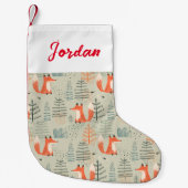 Niedlich Doodle Fox Forest Woodland Muster Kleiner Weihnachtsstrumpf (Vorderseite)
