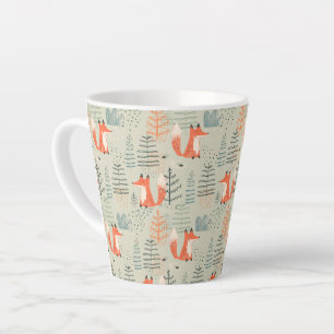 Niedlich Doodle Fox Forest Woodland Muster Milchtasse