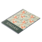 Niedlich Doodle Fox Forest Woodland Muster Notizblock (Linke Seite)