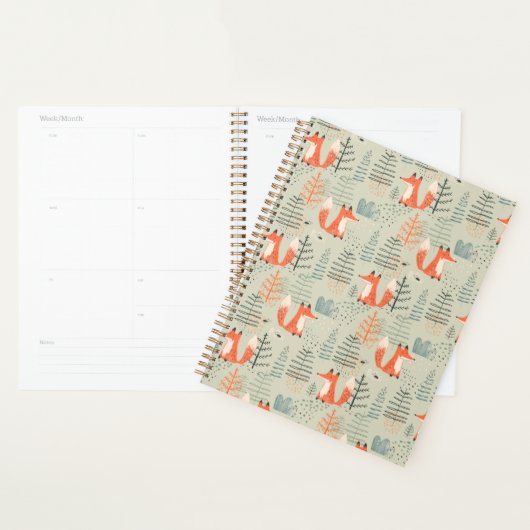 Niedlich Doodle Fox Forest Woodland Muster Planer (Anzeige)