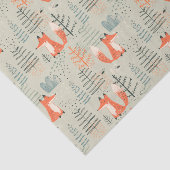 Niedlich Doodle Fox Forest Woodland Muster Seidenpapier (Ausschnitt)