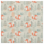 Niedlich Doodle Fox Forest Woodland Muster Stoff (Muster)