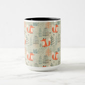 Niedlich Doodle Fox Forest Woodland Muster Tasse (Zentrum)