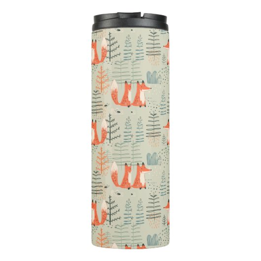 Niedlich Doodle Fox Forest Woodland Muster Thermosbecher (Rückseite)