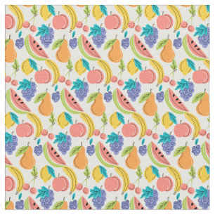 Niedlich Doodle Fruit Summer Frucht Muster Stoff