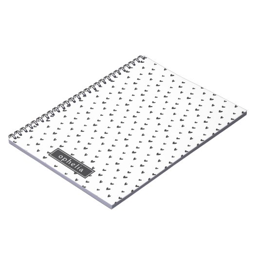 Niedlich-Doodle-Herzmuster Notizblock (Linke Seite)