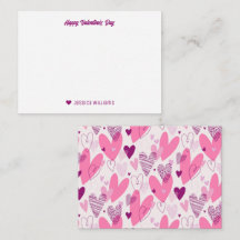 Niedlich Doodle Herzmuster Pink Valentinstag