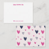 Niedlich Doodle Herzmuster Pink Valentinstag Mitteilungskarte (Vorne/Hinten)