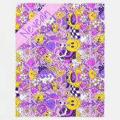 Niedlich Doodle Hippy Style Cartoon Fleecedecke (Vorderseite)