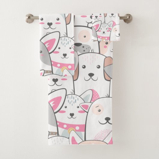 Niedlich Doodle Hunde Badhandtuch Set (Insitu)