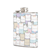 Niedlich Doodle Kitten Faces Pattern Flachmann (Links)