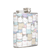 Niedlich Doodle Kitten Faces Pattern Flachmann (Rechts)