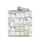 Niedlich Doodle Kitten Faces Pattern Flachmann (Rückseite)