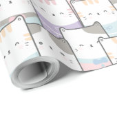 Niedlich Doodle Kitten Faces Pattern Geschenkpapier (Rolleneckpunkt)