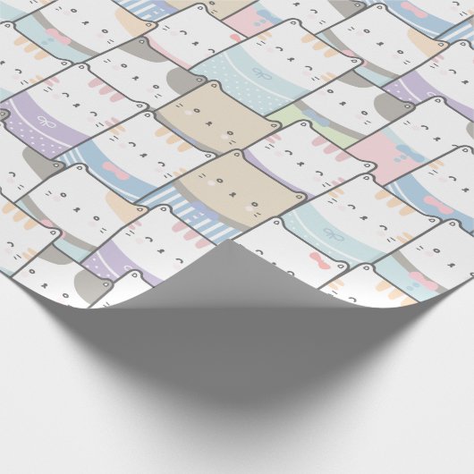 Niedlich Doodle Kitten Faces Pattern Geschenkpapier (Ecke)