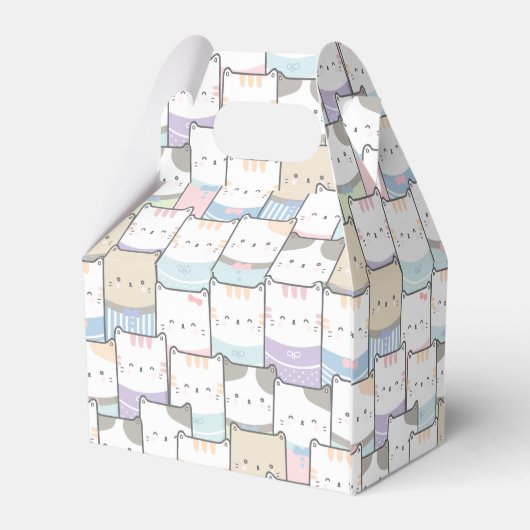 Niedlich Doodle Kitten Faces Pattern Geschenkschachtel (Rückseite)