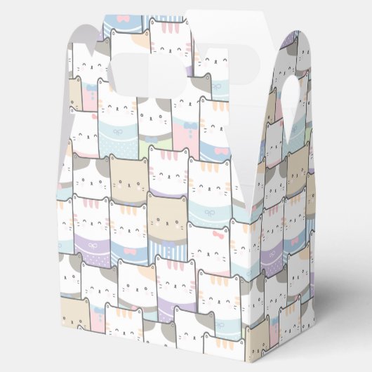 Niedlich Doodle Kitten Faces Pattern Geschenkschachtel (Geöffnet)