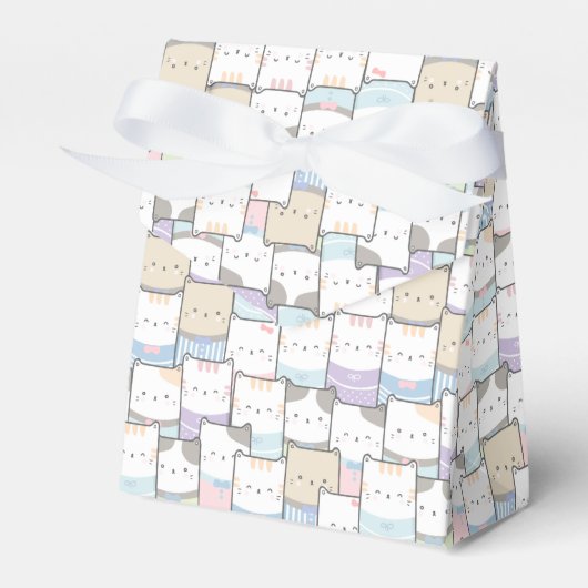 Niedlich Doodle Kitten Faces Pattern Geschenkschachtel (Vorderseite)
