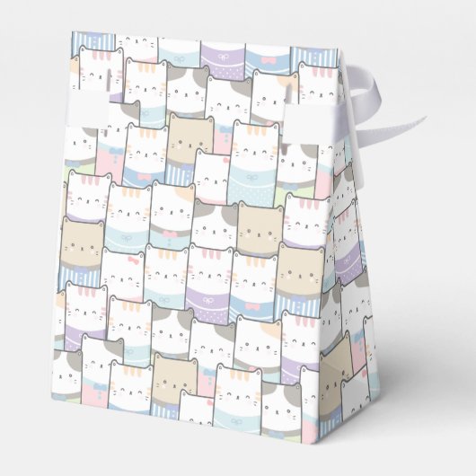 Niedlich Doodle Kitten Faces Pattern Geschenkschachtel (Rückseite)