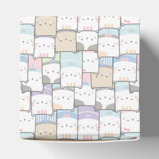 Niedlich Doodle Kitten Faces Pattern Geschenkschachtel (Oben)