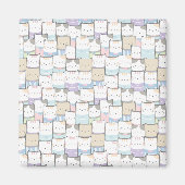 Niedlich Doodle Kitten Faces Pattern Magnet (Vorne)