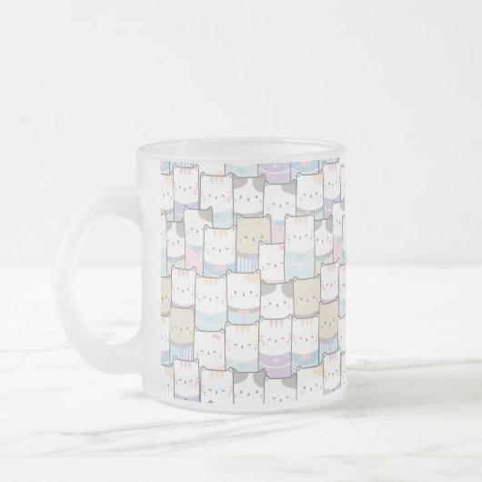 Niedlich Doodle Kitten Faces Pattern Mattglastasse (Links)
