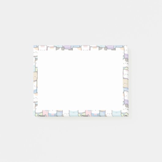 Niedlich Doodle Kitten Faces Pattern Post-it Klebezettel (Vorderseite)