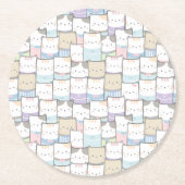 Niedlich Doodle Kitten Faces Pattern Runder Pappuntersetzer (Vorderseite)