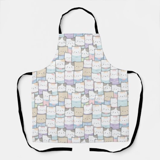 Niedlich Doodle Kitten Faces Pattern Schürze (Vorderseite)