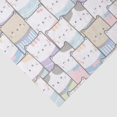 Niedlich Doodle Kitten Faces Pattern Seidenpapier (Detail)