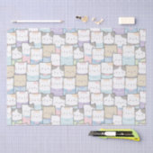 Niedlich Doodle Kitten Faces Pattern Seidenpapier (Handwerk)