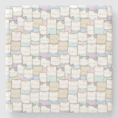 Niedlich Doodle Kitten Faces Pattern Steinuntersetzer (Vorderseite)